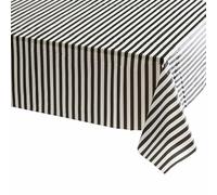 137*274cm Black and White Stripes TableCloth Table Cover Party,Disposable Rectangular Tablecover Plastic Black Table Cloth Party for Picnic,Baby Shower,Wedding,Christmas,Birthday Parties Decorations