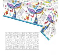 137*274cm Giant Colouring Table Cloth,Coloring Tablecloth for Kids,Paper Tablecloths Mermaid Rectangular Table Cover for Parties,Art Coloring Educational Tablecloth Party Supplies for Boys Girls