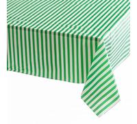 137*274cm Green and White Stripes TableCloth Table Covers Party,Disposable Rectangular Tablecover Plastic Green Table Cloth Party for Picnic,Baby Shower,Wedding,Christmas,Birthday Parties Decorations