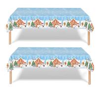 137*274cm Large Christmas Tablecloth Party,Christmas Decorations Tablecloths,Plastic Gingerbread Man Table Cloth Red Disposable Xmas Tablecloths Table Cover Party for Christmas Tableware Decor