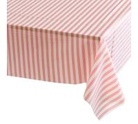 137*274cm Pink and White Stripes TableCloth Table Covers Party,Disposable Rectangular Tablecover Plastic Pink Table Cloth Party for Picnic,Baby Shower,Wedding,Christmas,Birthday Parties Decorations