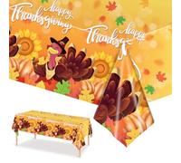 137*274cm Thanksgiving TableCloth Table Cover Disposable,Plastic Fall Tablecloth Pumpkin Maple Leaf Tablecover Autumn Theme Table Cloth Decorations for Thanksgiving Harvest Party Table Supplies Decor