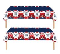 137 * 274cm Union Jack Flag Table Covers for Liberation Day,2Pcs Vj Day 80th Anniversary Tablecloths,Union Flag Table Cloth for Celebrate 80 Years Victory Over Japan RAF WW2 1945-2025 Decorations