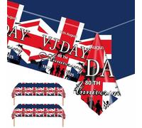 137 * 274cm Union Jack Flag Table Covers for Liberation Day,2Pcs Vj Day 80th Anniversary Tablecloths,Union Flag Table Cloth for Celebrate 80 Years Victory Over Japan RAF WW2 1945-2025 Decorations
