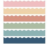 137.8 Ft Boho Bulletin Board Borders Colorful Classroom Borders Scalloped Boho Bulletin Board Decorations for Teacher Classroom School Home Office Chalkboard Whiteboard Wall Decor, 120 Sheets