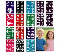 137 Shapes Stencils, 16 Sheets Stencils For Crafts Reusable, Face Body Painting Stencils Including Flowers, and Animals for Halloween Makeup School Carnival Birthdays Christmas Painting