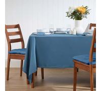 Homescapes Plain Cotton Tablecloth Square – Handcrafted hem-stitch, Washable, Mid Blue 137 x 137 cm