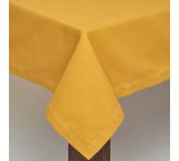 Plain Cotton Tablecloth, 137cm x 137cm Homescapes Mustard One Size