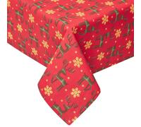 Homescapes Red Reindeer 100% Cotton Christmas Tablecloth 137 X 178 Cm