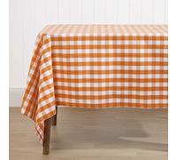 (137 x 228 cm, Orange) Block Check Cotton Gingham Tablecloth