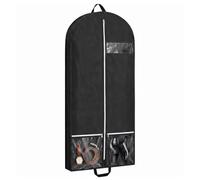 137cm Black Breathable Garment Suit Bag with 10cm Expandable Gusset | Portable Dress Carrier with Side Pockets for Long Coats, Maxi Dresses, Business Trips and Weekend Getaways