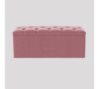 137Cm Luna Chesterfield Ottoman Storage Box - Pink Plush Velvet Upholstered Blanket Box