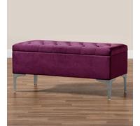137Cm Modena Upholstered Ottoman Storage Bench, Red Plush Velvet Tufted End Of Bed Shoes Box, Entryway Ottoman Footstool
