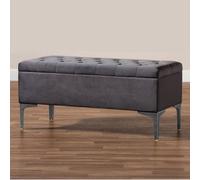 137Cm Modena Upholstered Ottoman Storage Bench, Steel Grey Plush Velvet Tufted End Of Bed Shoes Box, Entryway Ottoman Footstool