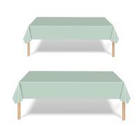 137x274cm Rectangle Large Plastic Sage Green Tablecloth,2Pcs Sage Green Party Plastic Table Cloth Cover,Green Party Tableware Decorations,GreenTablecovers for Baby Shower Kids/Adult Birthday Partys
