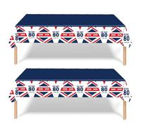 137x274cm VE Day 80th Anniversary Decorations Tablecloths,2Pcs VE Day Party Supplies Plastic Table Cloth Cover for Celebrate 80 Years Victory In Europe 2025 VE-Day 80th Anniversary Table Decorations