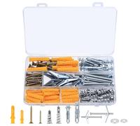 138 PCS M4/M5 Plasterboard Fixings Heavy Duty, Wall Plugs & Screws, Drywall & Wing Spring Toggle Bolts, Hollow Anchor Bolts, Plaster Boarding Cavity Hollow Wall Fixings for Brick Masonry Concrete