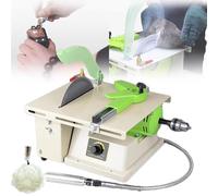 1380W Multifunction Lapidary Rock Grinder & Polisher, 500-7000RPM Jewelry Polishing Bench Lathe & Drilling Machine for Jade, Amber, Beeswax, Ideal for DIY Crafts