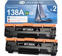 138A Black Toner Cartridge (with Chip) Compatible Replacement for HP 138A 138X Laserjet Toner for Pro 3001dw 3001dn MFP 3101fdw 3101fdn Printer,2 Pack | W1380A