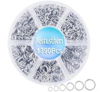 1390pcs Jump Rings Kit (4mm-10mm), Silver Metal Connectors for Jewellery Making, Jump Rings for Jewellery Making, Bracelets, Necklaces, Earrings, Charms, DIY Crafts & Key Organization