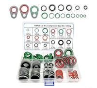139PCS AC O Ring Kit, Car Air Conditioning Gasket Assortment with Metal Rings, Oil Resistant Rubber Seals for Auto A/C System Repair, Organized Storage Box