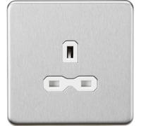 13A 1G Unswitched Socket - Brushed Chrome with White Insert