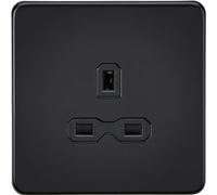 13A 1G Unswitched Socket - Matt Black with Black Insert