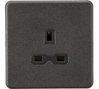 13A 1G Unswitched Socket -Smoked Bronze with Black Insert