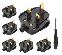 13A 3-Pin Fused UK Plug, Heavy Duty Rewireable Mains Plug Head, Pack of 6 | Fused Mains Plug with Cord Grip, Rewireable, 13 Amp UK Plug Head, Suitable for Electrical Appliances, Offices & Homes