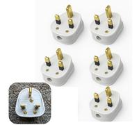 13A 3 Pin Plug UK - White 13amp Electrical Plug Pack of 5 | Replacement Mains Power Plugs for Appliances & Electronics
