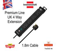 13A 4 Way Extension Cable Brennenstuhl Premium Line PRL04 1.8m UK Plug Electric