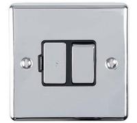 13A Dp Switched Fuse Spur Chrome & Black Mains Isolation Wall Plate