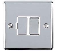 13A DP Switched Fuse Spur CHROME & White Mains Isolation Wall Plate