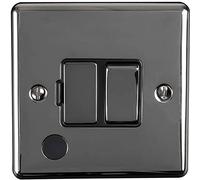 13A DP Switched Fuse Spur & Flex Outlet -BLACK NICKEL & Black Trim- 240V Mains Isolation - Decorative Kitchen/Interior Wall Face Plate - Oven/Cooker/Hob Appliance On/Off Switch