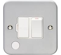13A DP Switched Fuse Spur & Flex Outlet HEAVY DUTY METAL CLAD Mains Isolation - Mains Lighting Safety Wall Face Plate