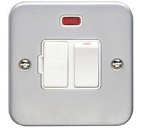 13A DP Switched Fuse Spur & Neon Light HEAVY DUTY METAL CLAD Mains Isolation - Mains Lighting Safety Wall Face Plate