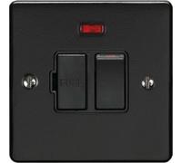 13A Dp Switched Fuse Spur & Neon Light Matt Black & Black Mains Isolation