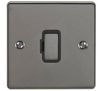 13A DP Unswitched Fuse Spur BLACK NICKEL & Black Mains Isolation Wall Plate