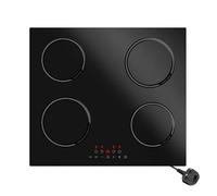 13A Plug in Induction Hob 2800W 4 Zone ILVA Glass Boost Pause ChildLock | matte black, modern circle design, pause, child lock,built-in, 2800W, boost