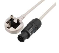 13A Plug to Neutrik NAC3F-TRUE1-S - Locking Mains Cable for Stage & AV Equipment (White, 5m)