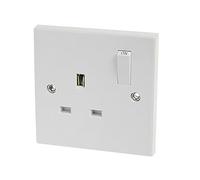 13a Single Plug Wall Socket Outlet Switch Switched In White Bs1363 Dencon