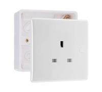 13A Single Unswitched UK Wall Outlet White Moulded with 32mm Surface Box