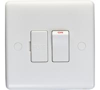 13A Switched Fuse Spur - WHITE PLASTIC Mains Isolation Appliance Wall Plate