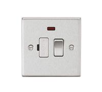 13A Switched Fused Spur Unit with Neon - Square Edge Brushed Chrome
