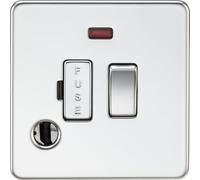 13A Switched Fused Spur with Neon and Flex Outlet - Polished Chrome