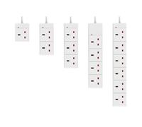 13A UK 3-Pin Extension Lead, Multi Socket Plug Extender Strip with Safety Shutter, White,1/2/3/4/6 Gang & Multiple Lengths, Compact for Home Office Travel (UKCA Certified) (6 Gang Way, 3m)