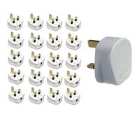 13Amp 3 Pin Plug, UK Fused Main Plugs with Cord Grip Rewireable Heavy Duty Electrical Plastic Plug Replacement Plug for Various Electrical Devices Office, Home Appliances White 5/10/20 (10)