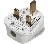 13Amp Fused Plug, UK 3A Mains 3-Pin, White, Single CE Certified