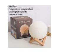 (13CM Battery) 3D Remote Control 16 Colour Rechargeable Moon Lamp Night Light Kids Dimmable LED