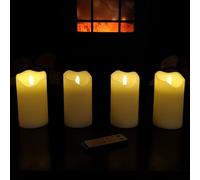 13cm Battery Operated Set of 4 Cream Wave Top Flameless LED Candle